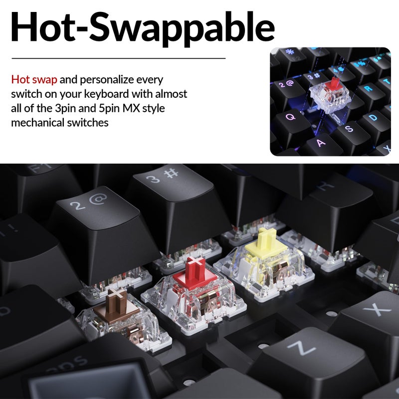 Keychron C3 Pro TKL 80% Wired Mechanical Keyboard, 8K Polling Rate, QMK/VIA Programmable, Hot-Swappable, RGB Backlit Shine-Through Keycaps, Super Red Switch, for Windows/Mac - Image 5