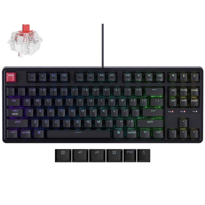 Keychron C3 Pro TKL 80% Wired Mechanical Keyboard, 8K Polling Rate, QMK/VIA Programmable, Hot-Swappable, RGB Backlit Shine-Through Keycaps, Super Red Switch, for Windows/Mac - Image 1