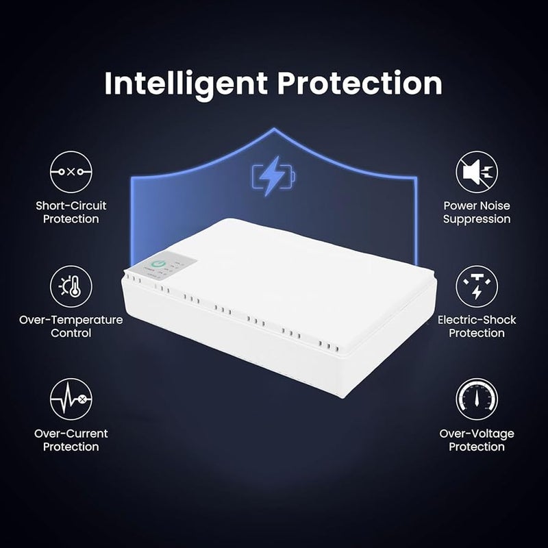 Fockety Common UPS Battery Backup 8800mAh with USB DC POE Ports for Router Modem Camera US Plug - Image 4