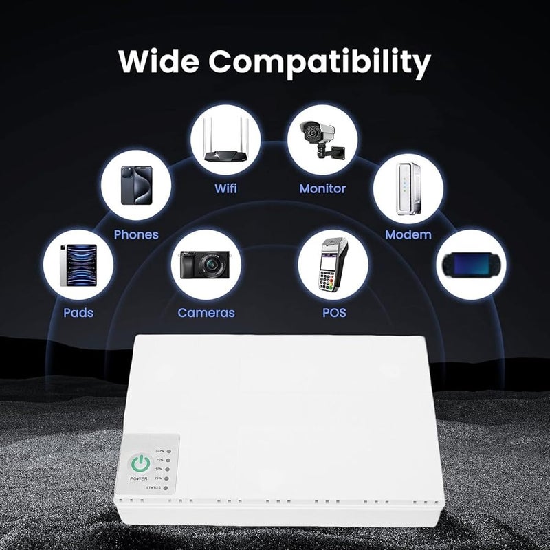 Fockety Common UPS Battery Backup 8800mAh with USB DC POE Ports for Router Modem Camera US Plug - Image 3