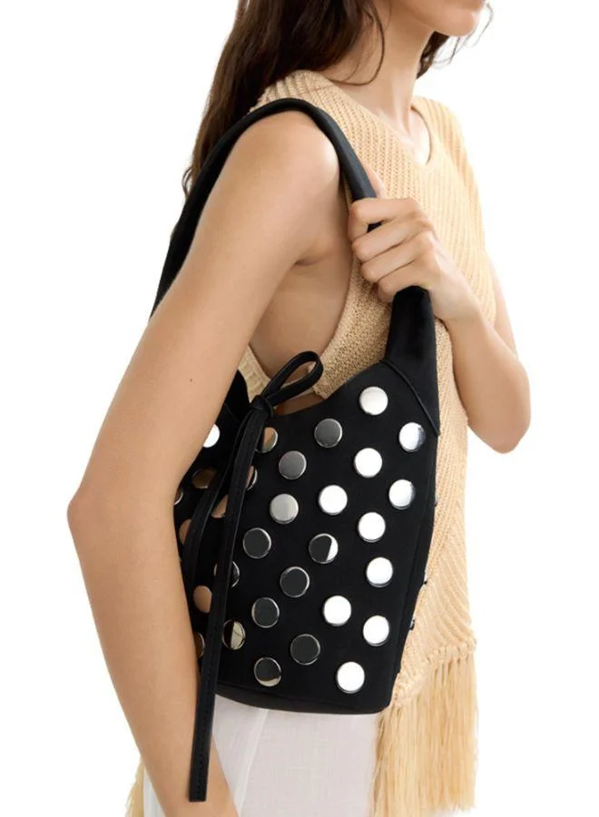 Parfois Black Faux Leather Studded Shoulder Bag for Women | Best Price UAE