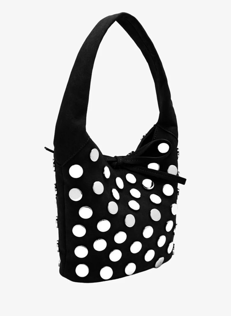 Parfois Black Faux Leather Studded Shoulder Bag for Women | Best Price UAE