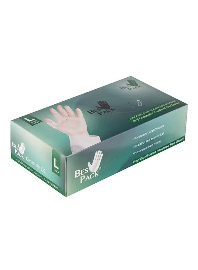 Vinyl Examination Powdered Free Gloves, size L, 80 gloves