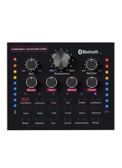 V12 Voice Changer Sound Card with Effects Bluetooth Mini Sound Mixer Board للبث المباشر ، خلاط الصوت لتسجيلات الموسيقى ، بث تكبير الغناء للهاتف المحمول والكمبيوتر المحمول