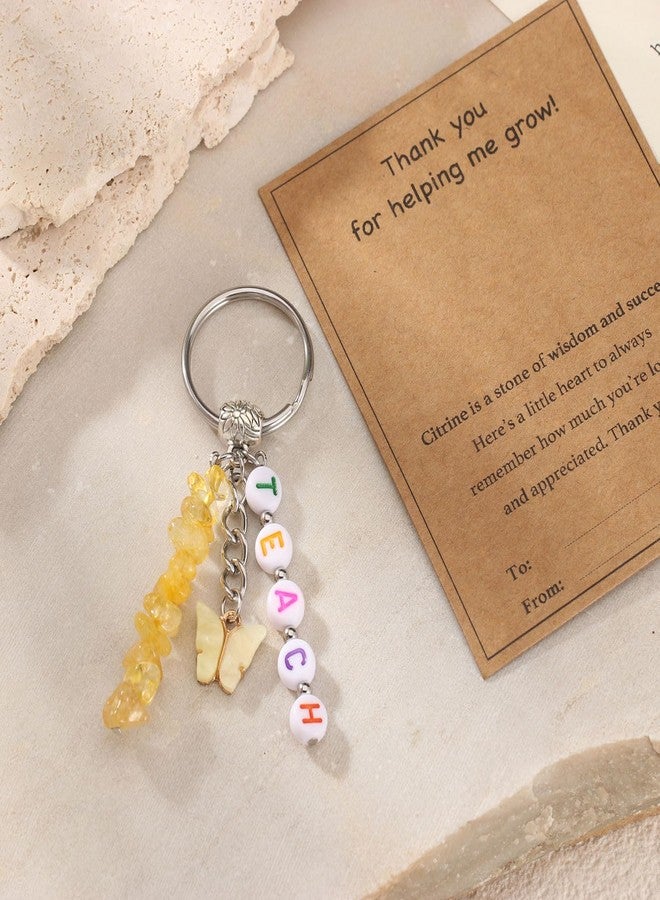 AULSIEY Teacher Keychain Appreciation Gifts Bulk, Thank You Teachers Keychain Gift, Daycare Preschool Kindergarten Teachers Gift, Christmas Teacher Valentine's Day Gifts for Women -Citrine - Image 3