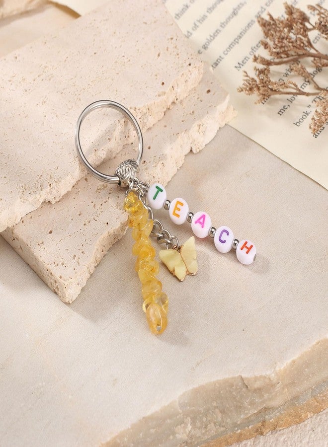 AULSIEY Teacher Keychain Appreciation Gifts Bulk, Thank You Teachers Keychain Gift, Daycare Preschool Kindergarten Teachers Gift, Christmas Teacher Valentine's Day Gifts for Women -Citrine - Image 2
