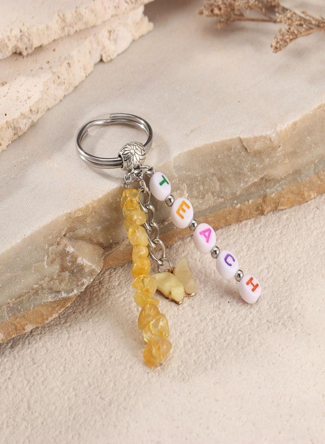 AULSIEY Teacher Keychain Appreciation Gifts Bulk, Thank You Teachers Keychain Gift, Daycare Preschool Kindergarten Teachers Gift, Christmas Teacher Valentine's Day Gifts for Women -Citrine - Image 5