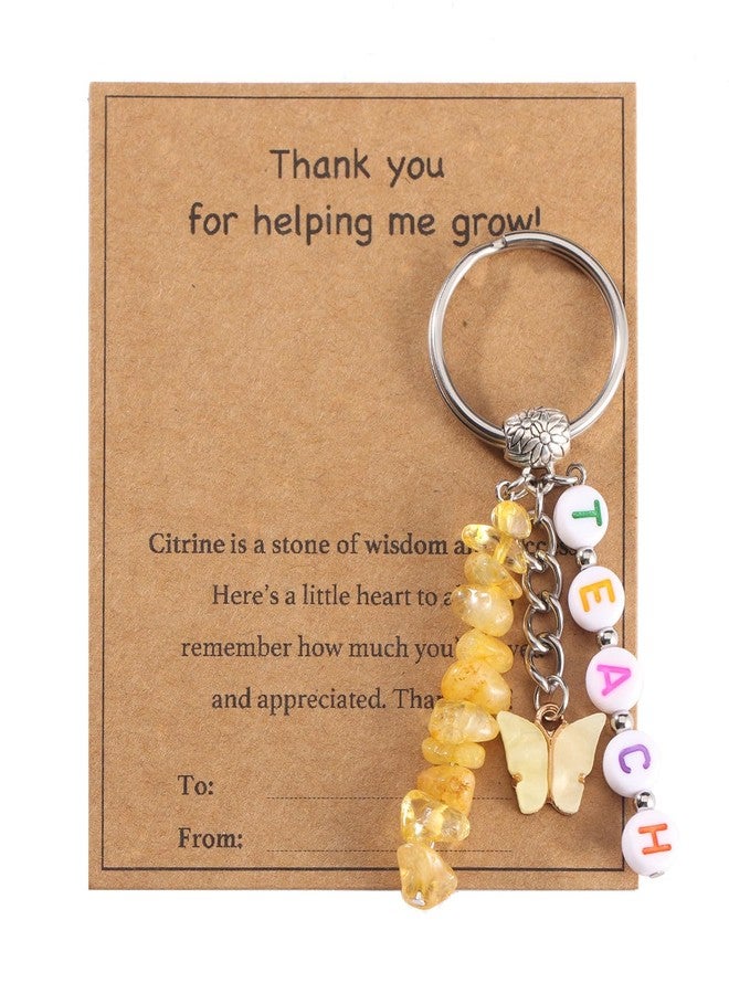 AULSIEY Teacher Keychain Appreciation Gifts Bulk, Thank You Teachers Keychain Gift, Daycare Preschool Kindergarten Teachers Gift, Christmas Teacher Valentine's Day Gifts for Women -Citrine - Image 1