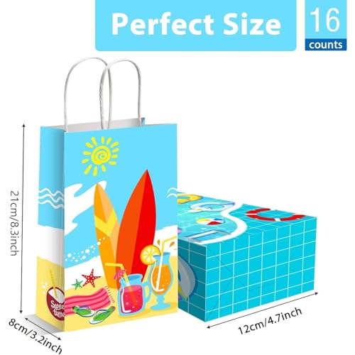 Tevxj Beach Ball Gift Bags for Beach Party Favors Pool Birthday Goodie Treat Candy Bags with Handles Summer Party Favor Bags for Beach Happy Birthday Baby Shower Summer Holiday Decoration 8.3"x4.7"x3.2" - Image 2