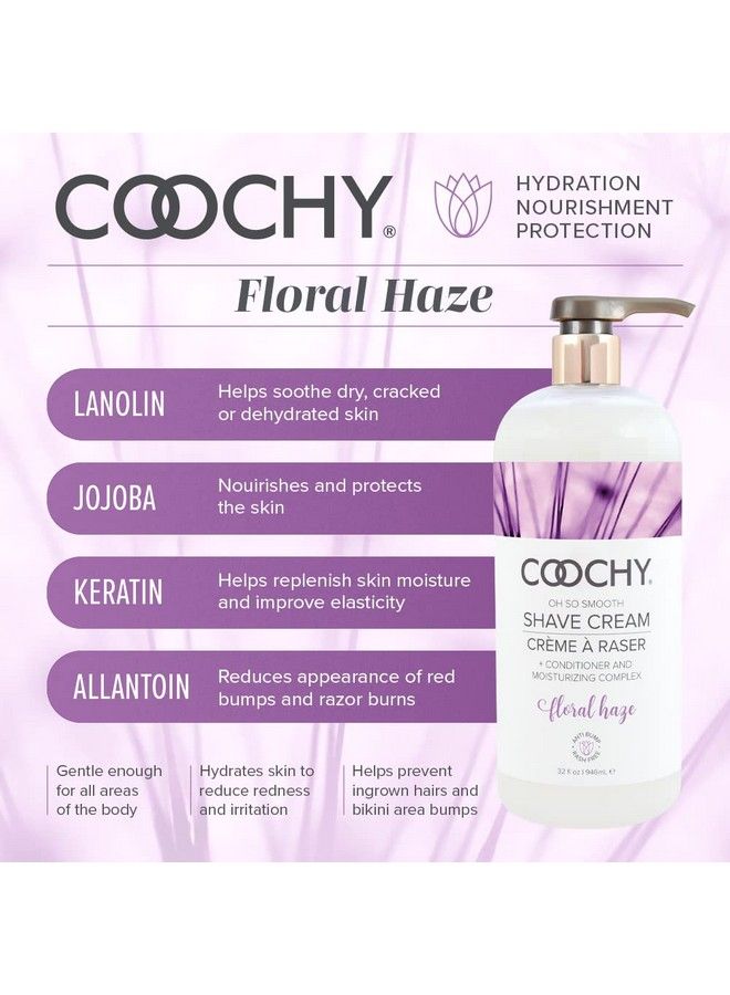 coochy Rashfree Shave Cream Conditioner & Moisturizing Complex Ideal For Sensitive Skin Antibump Made Wjojoba Oil Safe To Use On Body & Face Floral Haze 32Floz 946Ml - Image 3