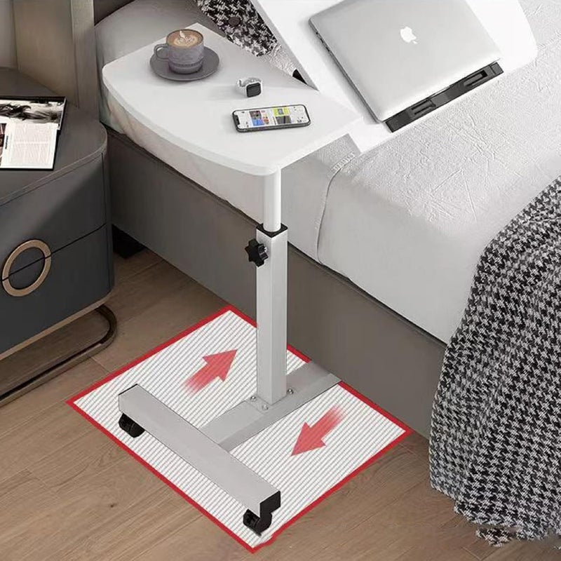 Beauenty Bedside Computer Table, Height Adjustable Mobile Rolling Laptop Cart, Portable Laptop Desk For Couch Bedside Home Office (White) - Image 2