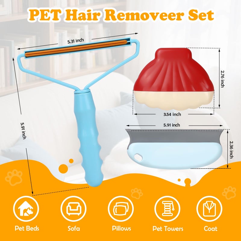 Pet Hair Removal Tool: 3 Pack Cat Dog Hair Removal, Reusable Lint Shaver Cleaner Portable Fur Remover Tool Carpet Scraper, Washable Lint Roller, Brush for Clothes, Car Mats, Couch, Pet Bed, Furniture - Image 2