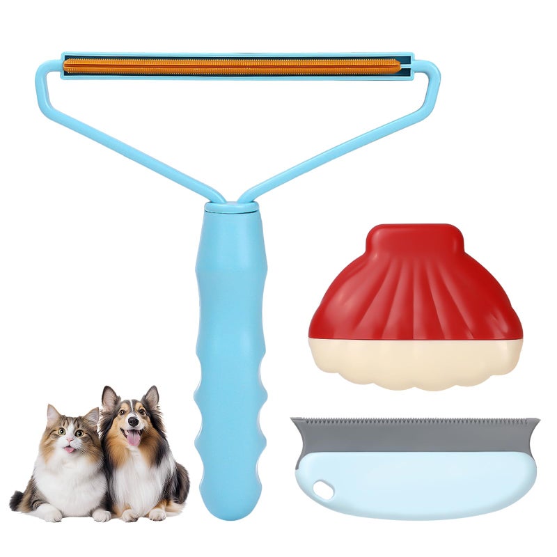 Pet Hair Removal Tool: 3 Pack Cat Dog Hair Removal, Reusable Lint Shaver Cleaner Portable Fur Remover Tool Carpet Scraper, Washable Lint Roller, Brush for Clothes, Car Mats, Couch, Pet Bed, Furniture - Image 1