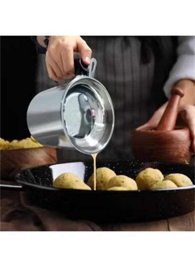 HOMESTAR 1.4L Stainless Steel Oil Storage Can, Grease Container For Kitchen Container With Fine Mesh Strainer Dust-Proof Lid For Storing Frying Oil And Cooking Grease - Image 5