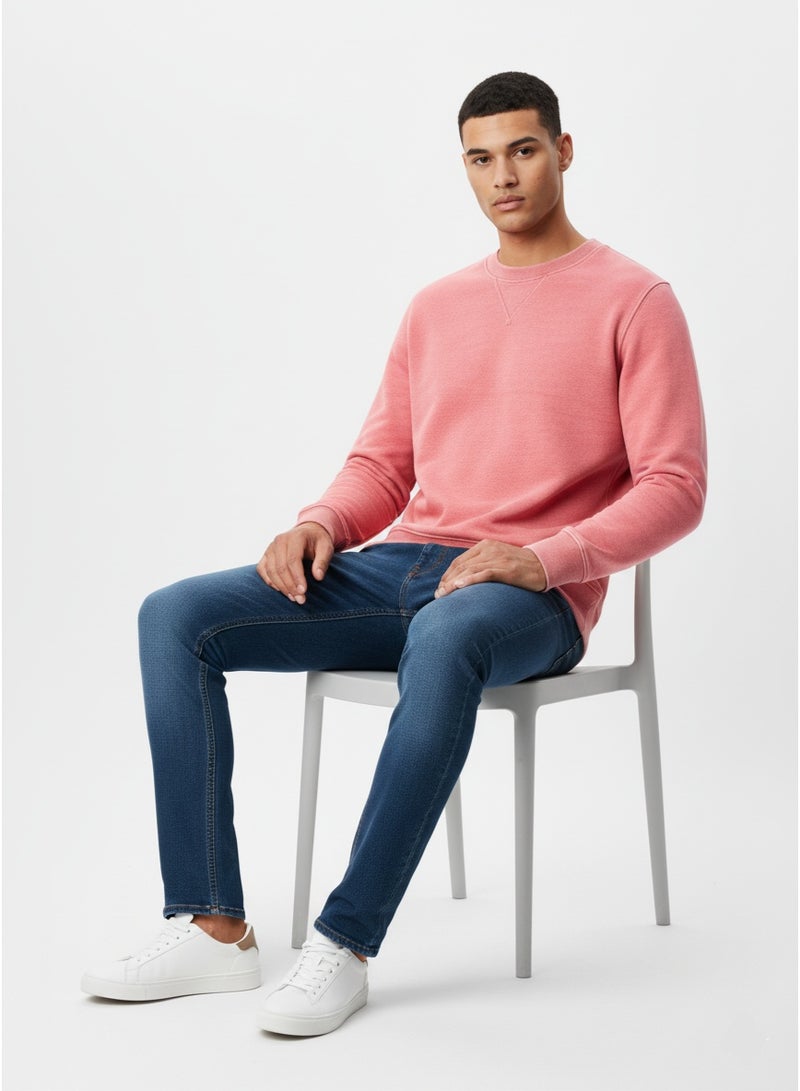 LOUD UNIVERSE سويت شيرت رجالي 100% قطن فرنسي بلون وردي سالمون - تصميم كلاسيكي ناعم للارتداء اليومي - Image 2