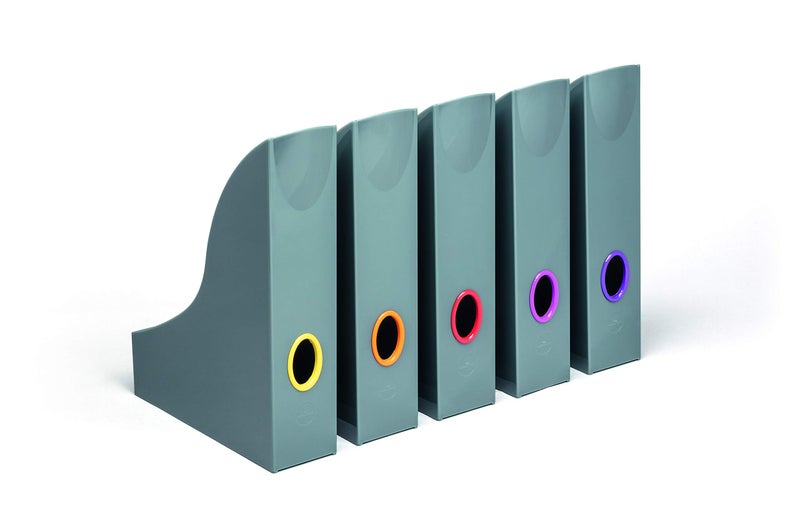 Durable VARICOLOR Gray Magazine Rack - Set of 5 Color Coded Magazine Holders - Perfect for Storing and Organizing Magazines, Folders and Documents - Image 1