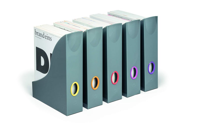 Durable VARICOLOR Gray Magazine Rack - Set of 5 Color Coded Magazine Holders - Perfect for Storing and Organizing Magazines, Folders and Documents - Image 2