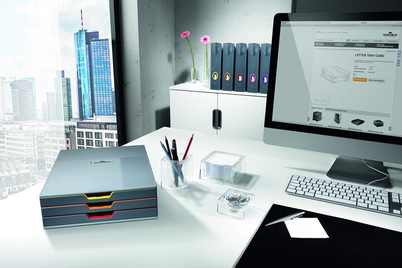 Durable VARICOLOR Gray Magazine Rack - Set of 5 Color Coded Magazine Holders - Perfect for Storing and Organizing Magazines, Folders and Documents - Image 3