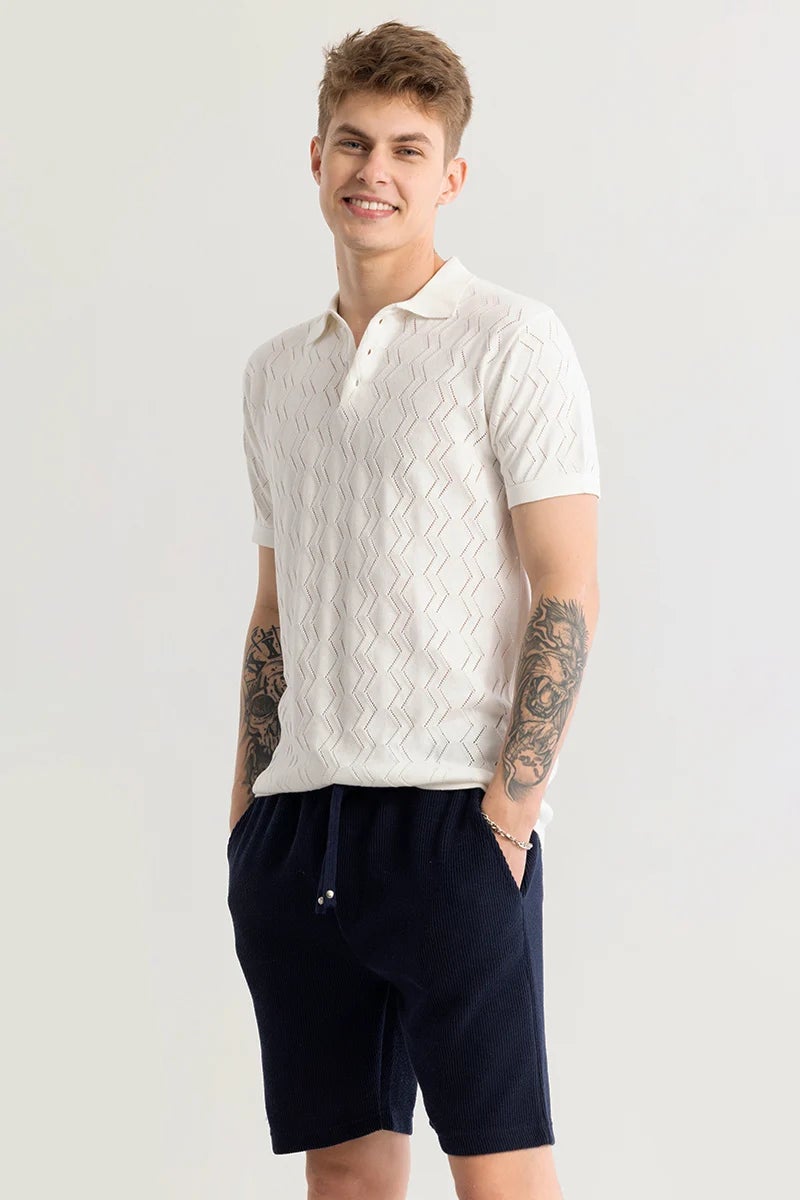 SNITCH Baldassare White Knitted Polo T-Shirt - Image 5