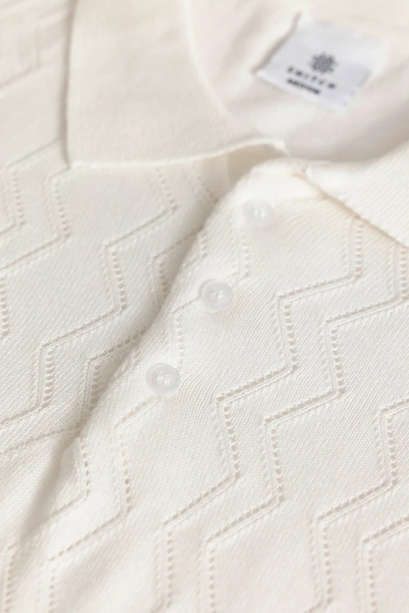 SNITCH Baldassare White Knitted Polo T-Shirt - Image 2