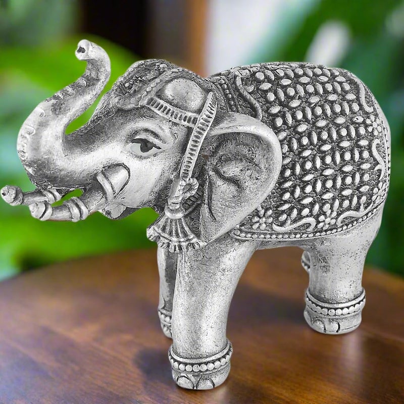 PRD CARATCAFE Silver 925 Elephant Idol Hathi for Pooja Vastu Dosh Home Decor 30 GMS 120 x 180 Inch One Piece Antique Look Murti Good Luck Figurine Small Size - Image 3