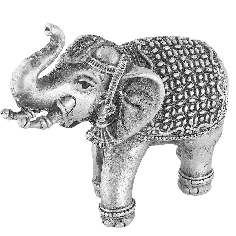 PRD CARATCAFE Silver 925 Elephant Idol Hathi for Pooja Vastu Dosh Home Decor 30 GMS 120 x 180 Inch One Piece Antique Look Murti Good Luck Figurine Small Size - Image 1