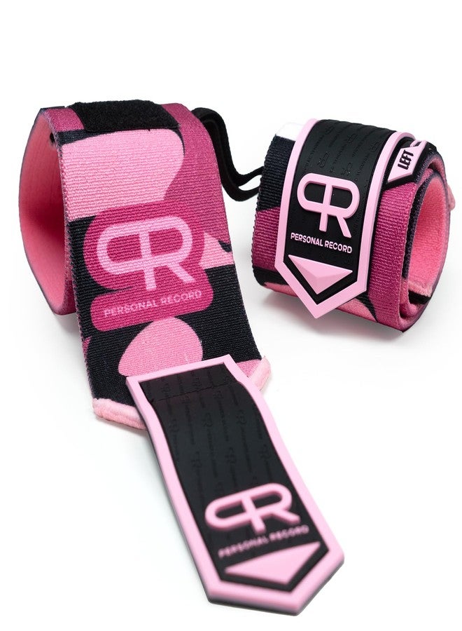 PR Personal Record Heavy Duty Premium Wrist Wraps, More Elasticity, Reinforced Stitching, Extra Wide Strap, Strong Thumb Loop, Larry Wheels Weightlifting Wraps (Digital Pink) - Image 2