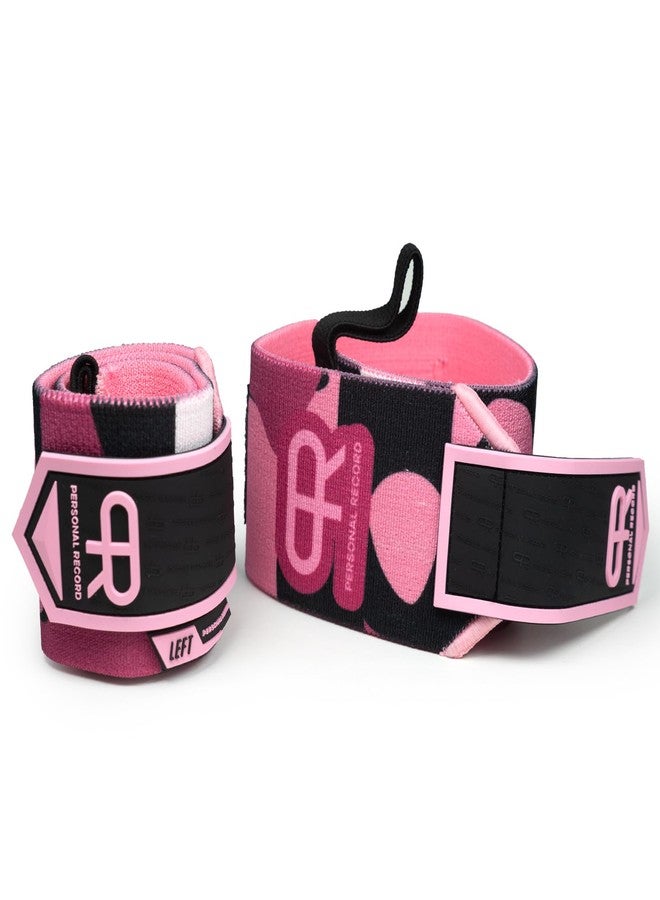 PR Personal Record Heavy Duty Premium Wrist Wraps, More Elasticity, Reinforced Stitching, Extra Wide Strap, Strong Thumb Loop, Larry Wheels Weightlifting Wraps (Digital Pink) - Image 4
