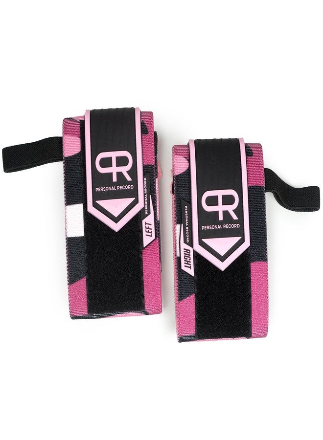 PR Personal Record Heavy Duty Premium Wrist Wraps, More Elasticity, Reinforced Stitching, Extra Wide Strap, Strong Thumb Loop, Larry Wheels Weightlifting Wraps (Digital Pink) - Image 3