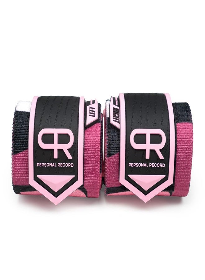 PR Personal Record Heavy Duty Premium Wrist Wraps, More Elasticity, Reinforced Stitching, Extra Wide Strap, Strong Thumb Loop, Larry Wheels Weightlifting Wraps (Digital Pink) - Image 1