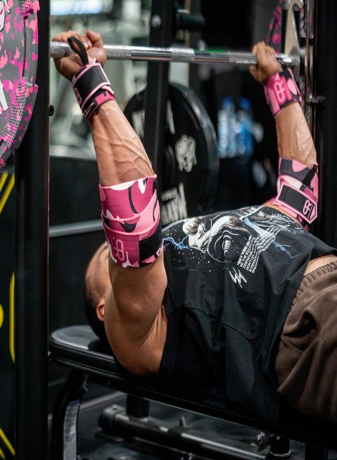PR Personal Record Heavy Duty Premium Wrist Wraps, More Elasticity, Reinforced Stitching, Extra Wide Strap, Strong Thumb Loop, Larry Wheels Weightlifting Wraps (Digital Pink) - Image 5