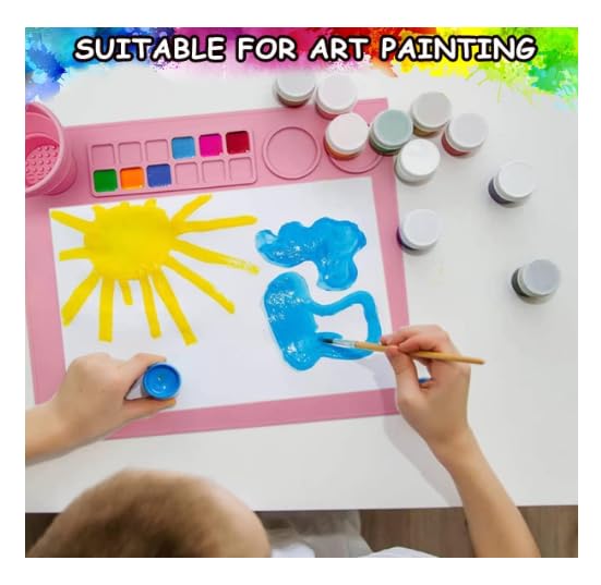 Roxbury Creator Painting Mat Silicone Craft Mat for Painting Play Doh and Clay for Kids Nonstick Silicone Sheet for Resin Jewelry Casting Painting Mat for Kids and Children 43 38cmPink - Image 5