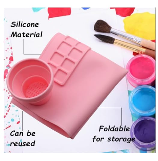 Roxbury Creator Painting Mat Silicone Craft Mat for Painting Play Doh and Clay for Kids Nonstick Silicone Sheet for Resin Jewelry Casting Painting Mat for Kids and Children 43 38cmPink - Image 2