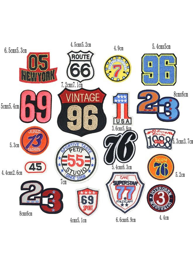 Embroidery Letters Patches Route 66 Sew Iron On Applique Black White Embroidered Patch Badges for DIY Bag Jeans Hat T Shirt (Style 2 （18pcs）) - Image 2