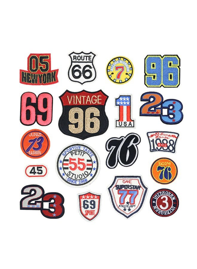 Embroidery Letters Patches Route 66 Sew Iron On Applique Black White Embroidered Patch Badges for DIY Bag Jeans Hat T Shirt (Style 2 （18pcs）) - Image 1