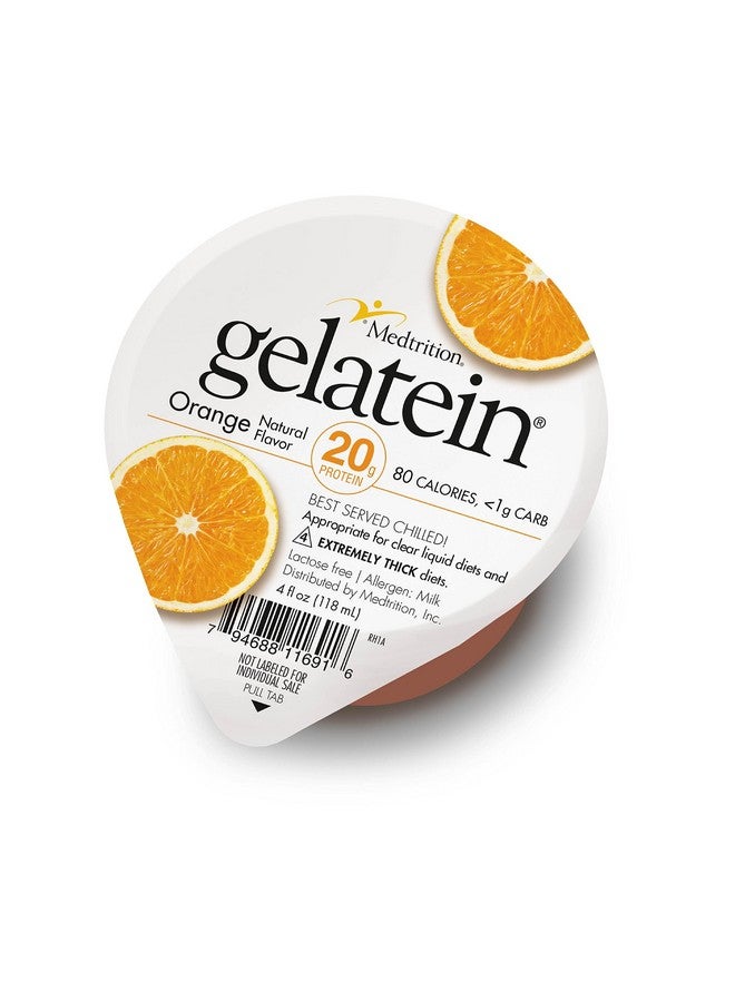 Medtrition Gelatein Orange: 20 grams of protein. Sugar free. Ideal for clear liquid diets, swallowing difficulties, bariatric, dialysis and oncology. Great pre or post-workout snack. (12 pack) - Image 1