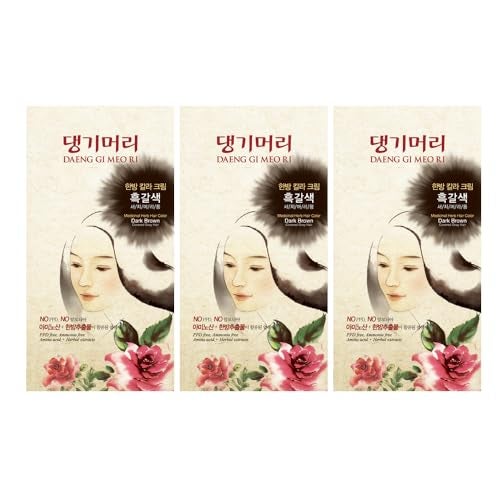 Daeng Gi Meo Ri Korean Herbal Hair Dye Color Cream Dark Brown 3 PACK PPDFree Gray Coverage Hair Protection HighKeratin Formula 5 Oz