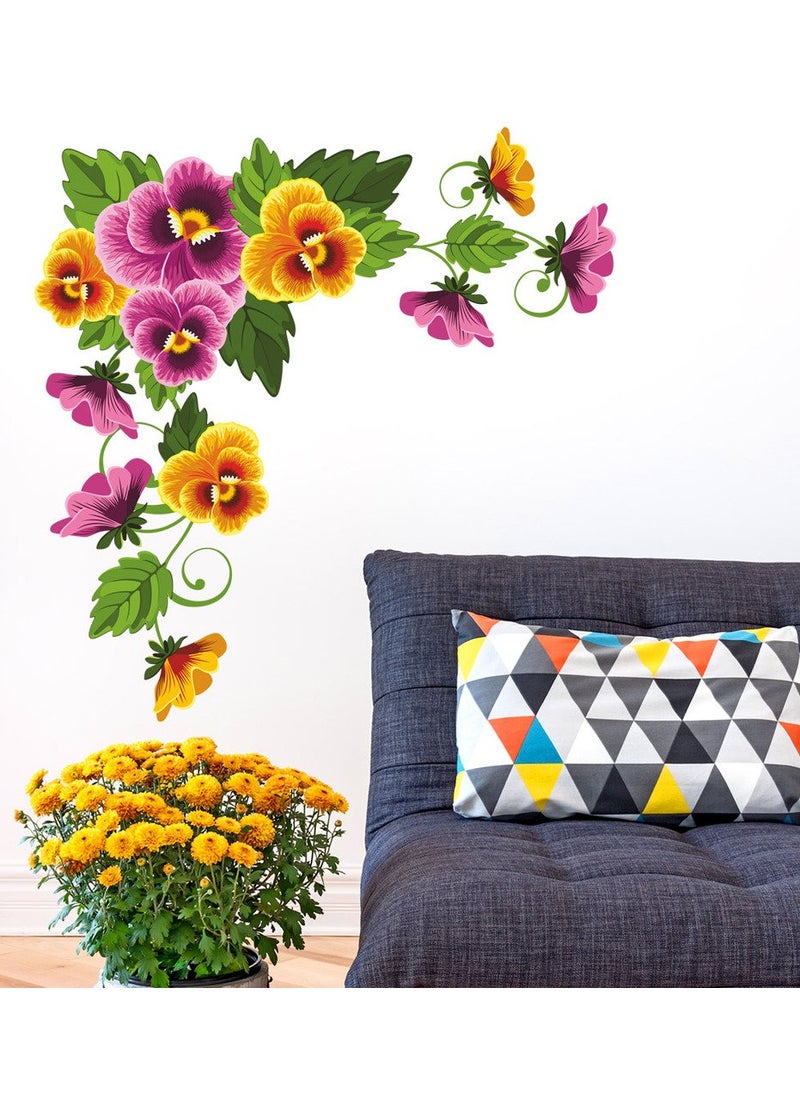 Decals Design Decals Design 'Viola Flower Branch' Wall Sticker (PVC Vinyl, 50 cm x 70 cm x 1 cm),Multicolour  - Image 2