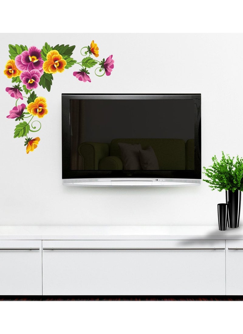 Decals Design Decals Design 'Viola Flower Branch' Wall Sticker (PVC Vinyl, 50 cm x 70 cm x 1 cm),Multicolour  - Image 1
