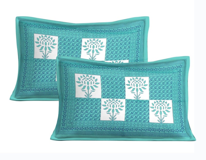 DE CAMA Since 1997 | 100% Cotton 300 TC Premium Double Size Bedsheet for Double Bed (90 x 100 Inch) with 2 Pillow Covers Set (17 x 27 Inch) Designer Printed Bedsheet Set - Floral Green - Image 4