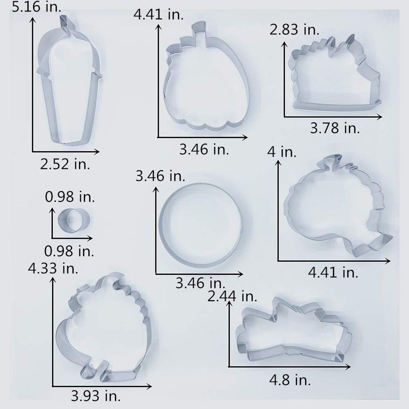 LILIAO Fall Cookie Cutter Set  8-pc  Pumpkin  Latte Coffe Cup  Coffe Mug  Pie Slice  Donuts and Cinnamon  Stainless Steel - Image 5