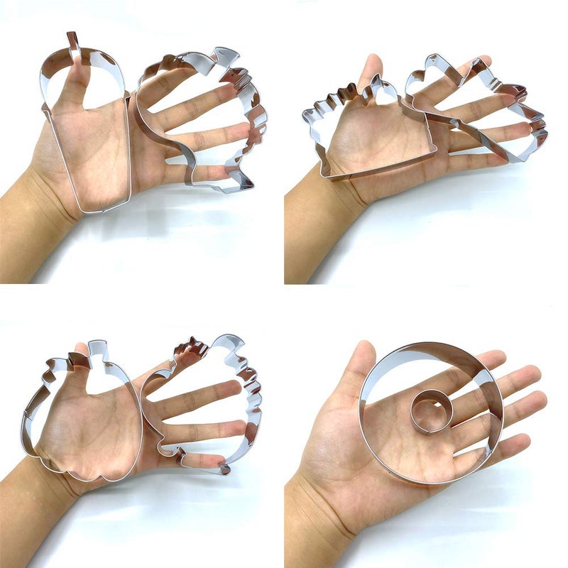 LILIAO Fall Cookie Cutter Set  8-pc  Pumpkin  Latte Coffe Cup  Coffe Mug  Pie Slice  Donuts and Cinnamon  Stainless Steel - Image 4