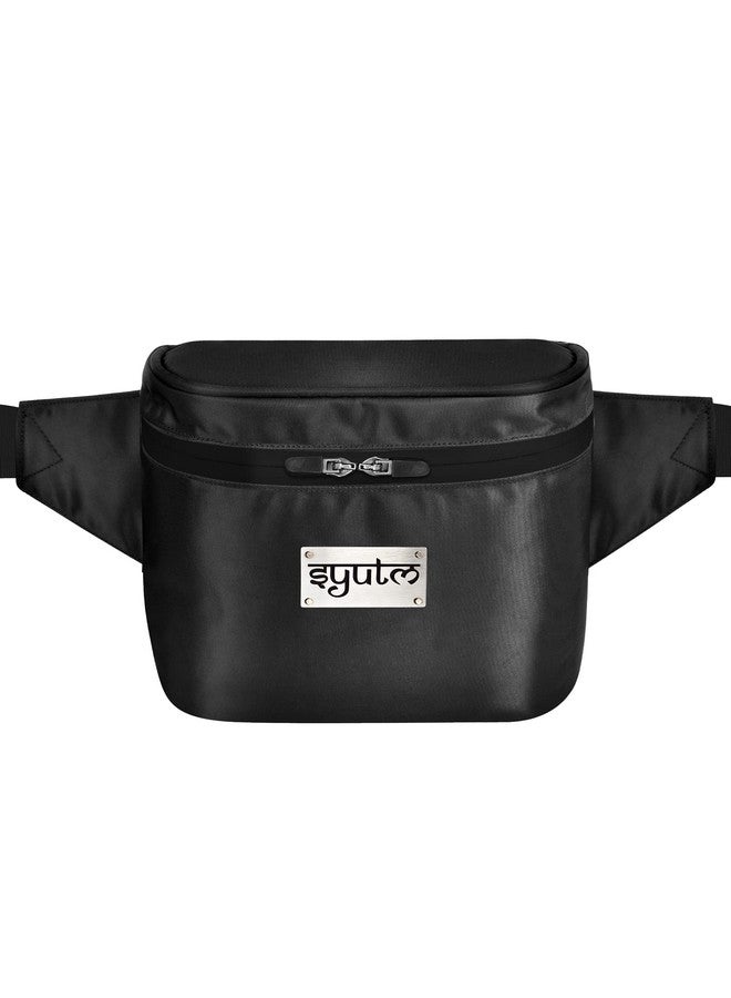 Syutm Unisex Tank Waist Pack Travel Handy Hiking Zip Pouch Elegant Style Document Money Phone Belt Sport Bag Bum Small Backpck Nylon Adjustable Strap (Jet Black) - Image 1