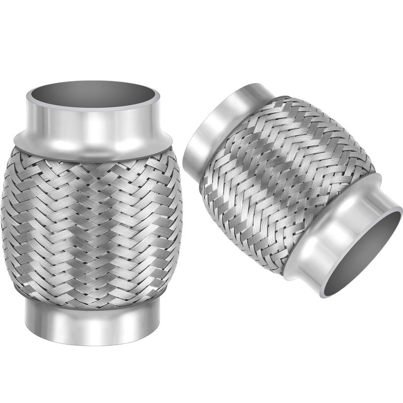 Yaocom 2pcs 3 x 4 Exhaust Pipe Stainless Steel Double Braid Long Exhaust Pipe for Heavy Duty and Cars