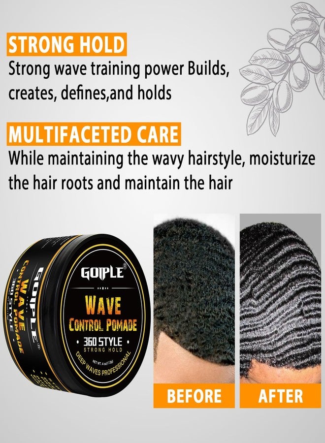 Goiple Natural Wave Pomade for Men Strong Hold, Easy Wash 360 Wave Training Hair Cream, Waves Grease for Men Promotes Layered Waves, Moisture, Control and Silky Shine with Rosemary Oil for Hair Growt Set - Image 4