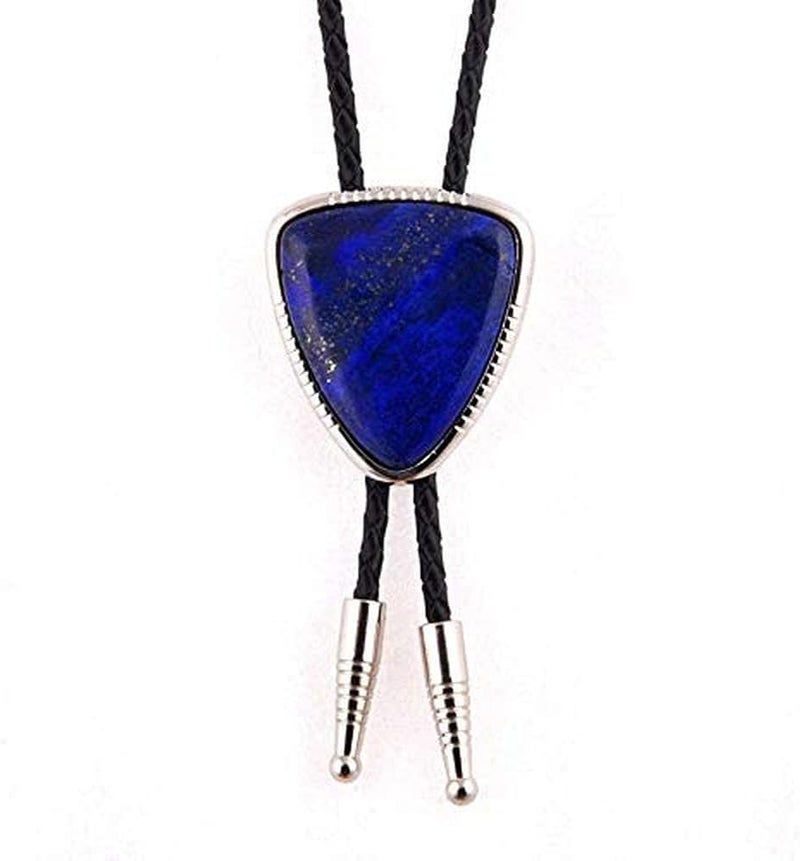 KDG Triangle Nature Agate Shape Bolo Tie Western Cowboy Celtic Black Stone Necktie For Men - Image 3