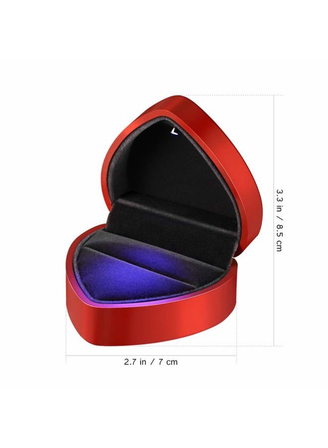 Vosarea LED Ring Box, Proposal Engagement Ring Box, Heart Shape Earrings Jewelry Ring Box Case for Anniversay Valentines Day Wedding (Red) - Image 4