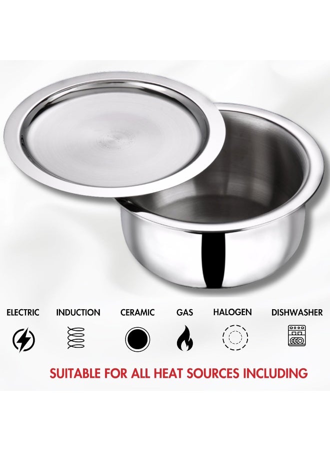 VINOD وعاء فينود بلاتينيوم ثلاثي الفولاذ المقاوم للصدأ مع غطاء - 1 لتر، 14 سم | وعاء غليان للمطبخ | فولاذ متعدد الاستخدامات | قاعدة تعمل بالحث والغاز | ضمان 5 سنوات - Image 5
