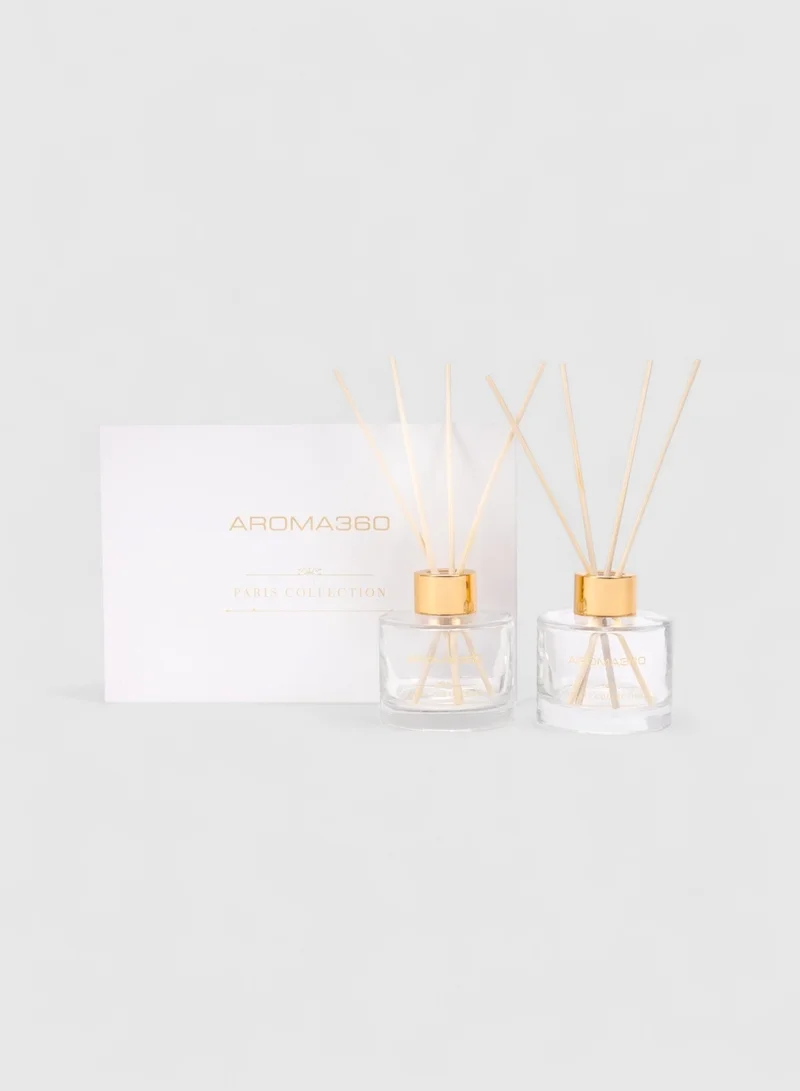 Dream On - Paris Collection Reed Diffuser Duo - Luxury Aromatherapy Diffuser - Hints of Bright White Tea, Sweet Vanilla, & Cedar - Essential Oil Diffusers