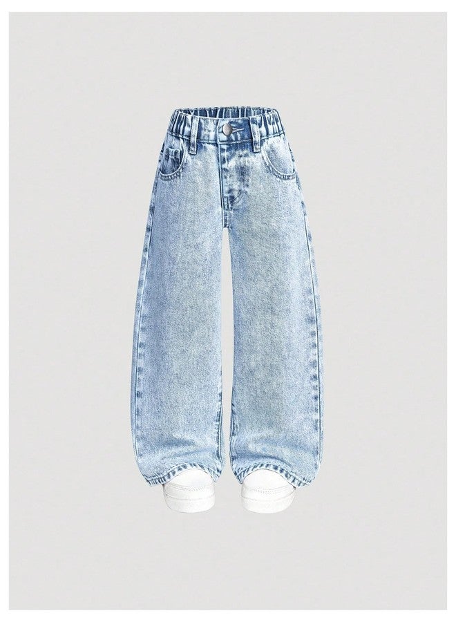 WDIRARA Toddler Girl's 2 Pack Jeans Straight Leg Baggy Denim Pants Grey&Blue 5Y - Image 4